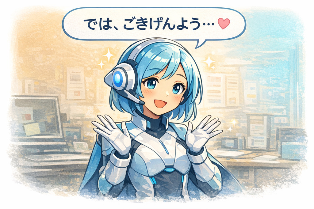 アイちゃんがごきげんようと挨拶しているブログ用アイキャッチ画像