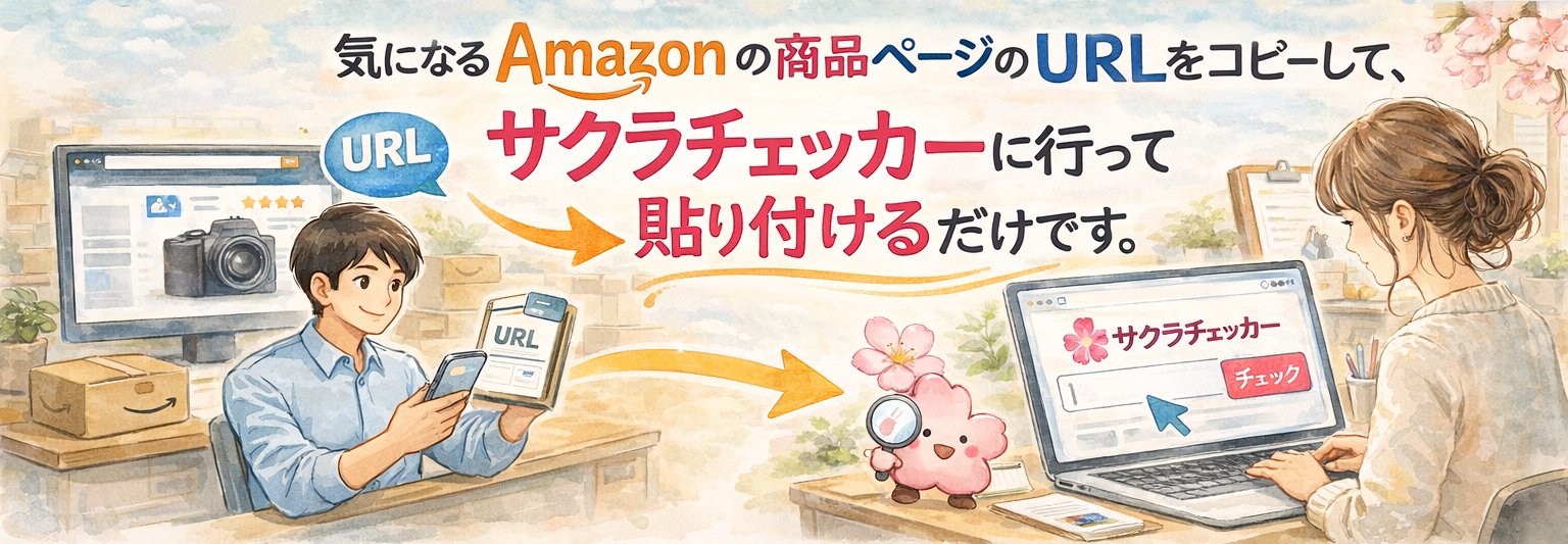 サクラチェッカーの使い方：商品URLを貼り付けるだけでサクラ度を判定